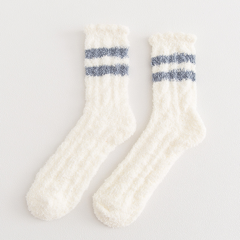 Wild Winter Cashmere Socks Striped Socks Candy-colored Coral Velvet Thick Warm Socks Floor Socks Fluffy Fuzzy Socks